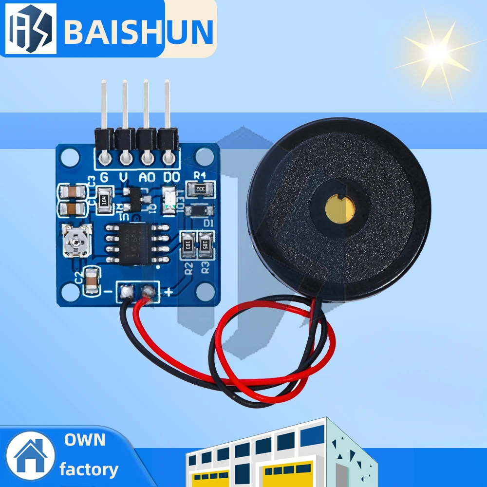 Piezoelectric Vibration Sensor Module with Low Power Design - 5V DC Digital TTL Output