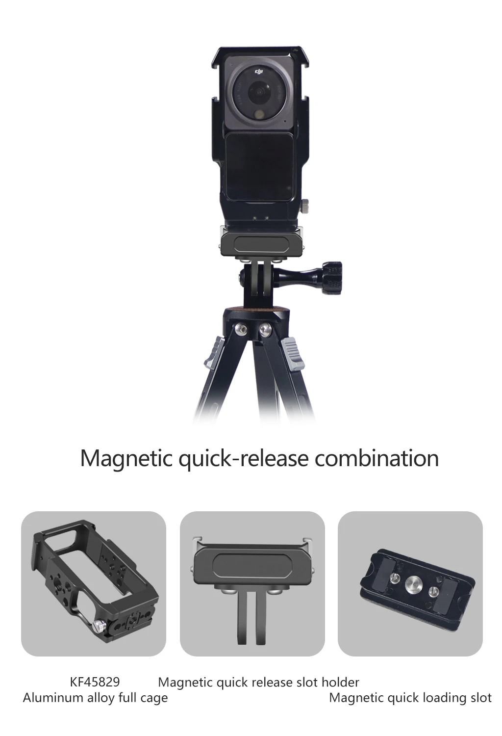 Magnetic Action Camera Cage For Action 2 Dual-screen Full Cage w/ Cold Shoe Mou