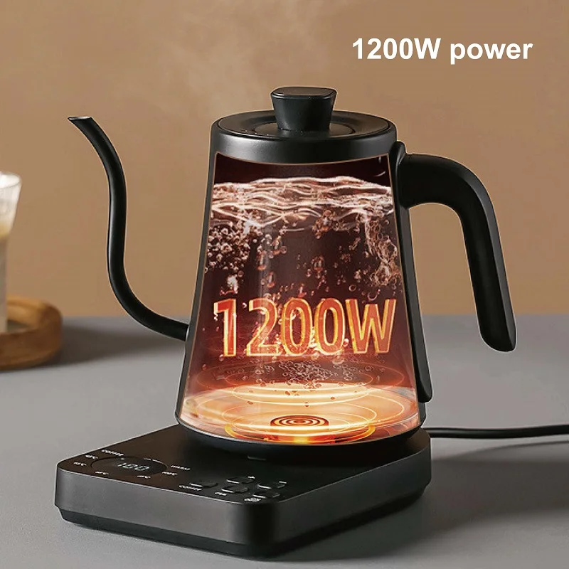 1L Electric Kettle 110V/220V Gooseneck Jug Hand brew Coffee Pot Thermo Pot Temperature-Control Heating Water Bottle Smart Teapot 5