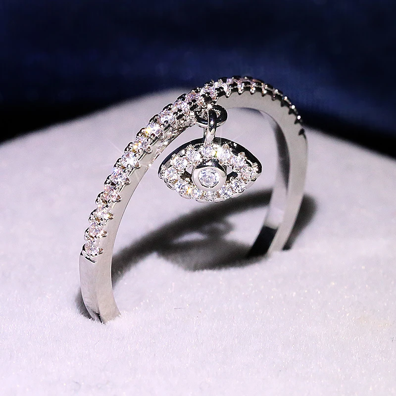 Lucky Evil Eye Ring 925 Sterling Silver Ring Zircon Pendant Ladies Jewelry Fashion Luxury Ladies Engagement for silver ring