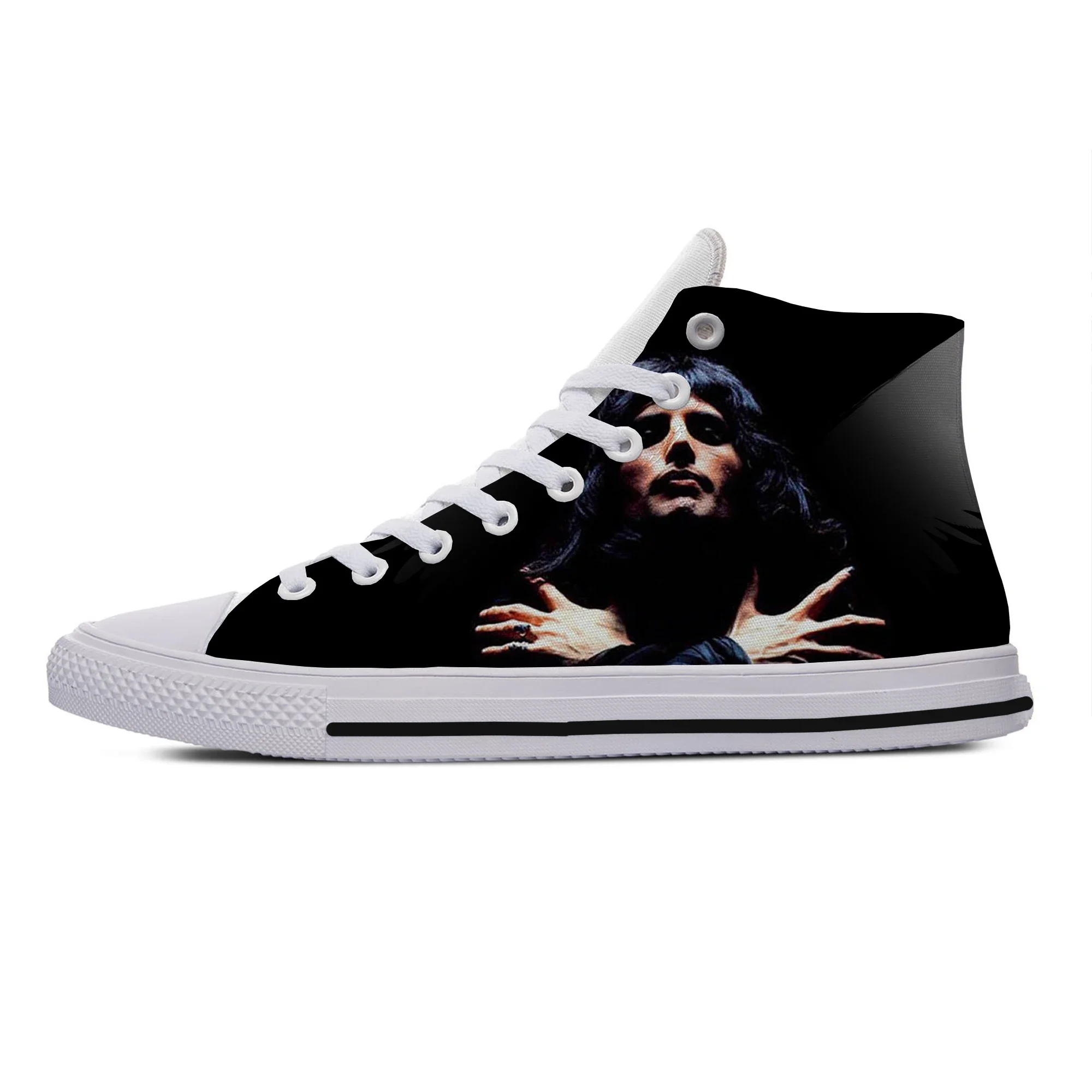 Hot Latest Glitter Rock Band Queen Leisure Shoes Men Women Lightweight Fashion Comfortable Canvas Shoes High Help Board Shoes