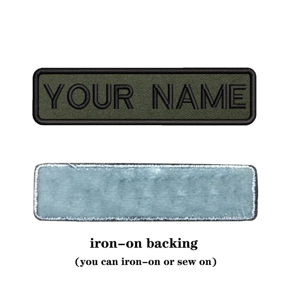 10X2.5cm Army Green background Embroidery Custom Name Text Patch Stripes badge Iron On Or Velcros Backing Patches For Clothes 