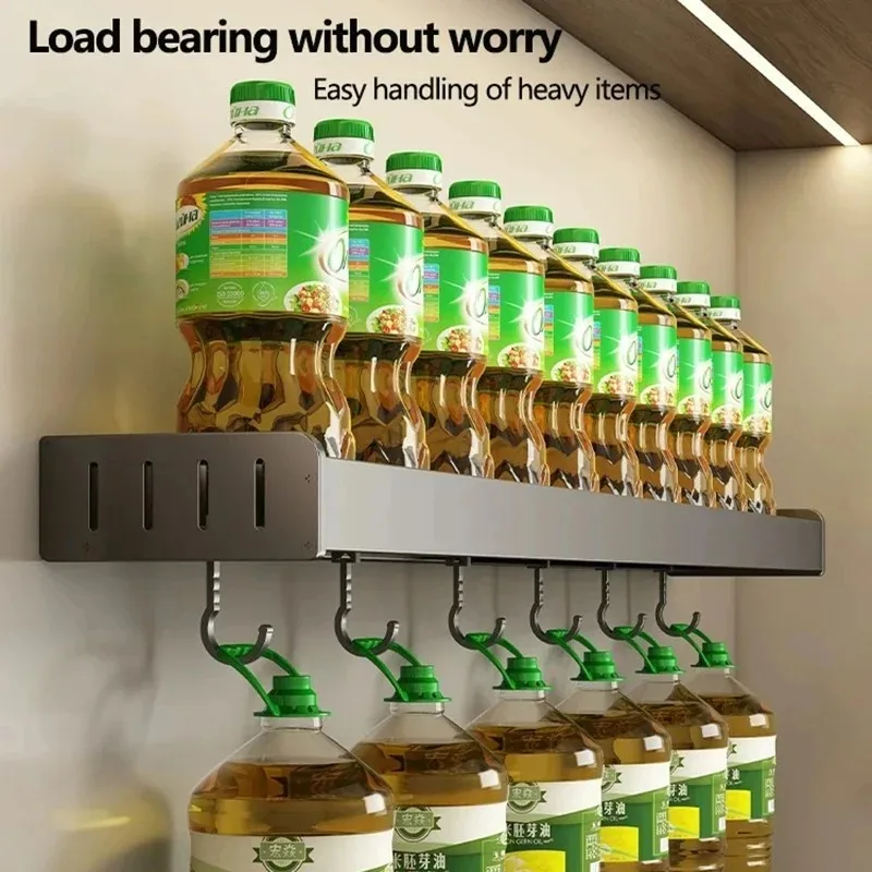 Wall Mounted Kitchen Condimenters Spice Rack Organizer Shelf Kitchen Storage Wall Shelf Organizers Hanging Hook Rack For Kitchen 3