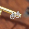 Huitan Trendy Waterdrop Shaped Stud Earrings for Women Exquisite Cubic Zirconia Earrings Statement Female Accessories Jewelry