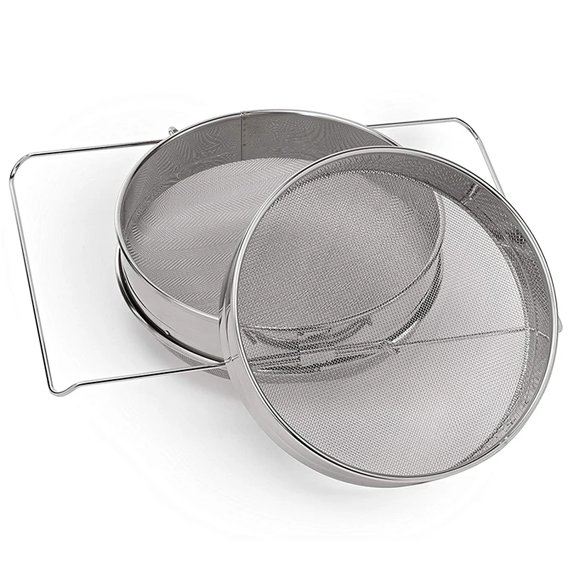 Double-Deck Stainless Steel Honey Strainer Double Screen Sieve Stainless Steel Beekeeping Equipment Filter Durable Settling Tank