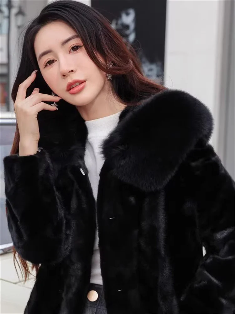 Mink Fur Coat Women Hooded Velvet Long Female Whole Clothes for Abrigos  Mujer Invierno 2024 Rebajas FCY - AliExpress