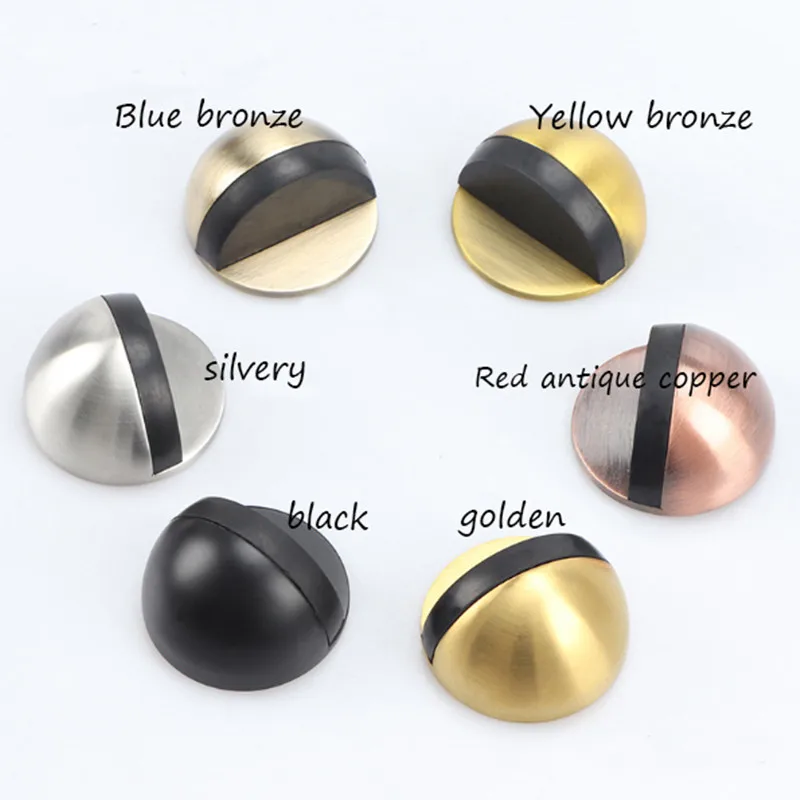 Stainless Steel 304 Half Moon Floor Mounted Nail-free Door Stops anti-collision Hidden non punched stickers oval solid door kit