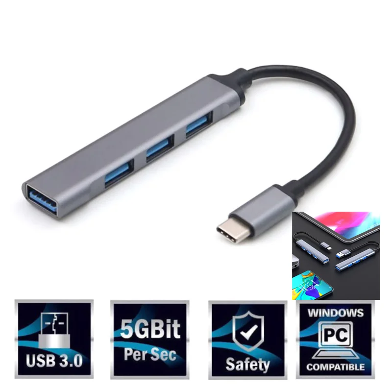 USB 도킹 스테이션 허브 멀티 스플리터 어댑터, USB 스플리터 4 포트, USB 3.0 허브 확장기