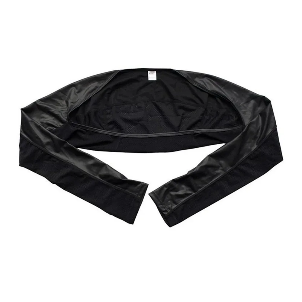 Men Faux Leather Chest Harness Cropped Tops Lingerie Shawls Sexy Long Sleeve Leather Club Party Black Stage Performance Costumes