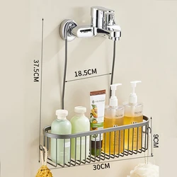 Deluxe Hanging Shower Caddy with Hooks and No - Drill Installation (Grey)