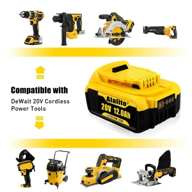 2024 20V 12.0Ah Battery Power Tool Replacement for DeWalt DCB205 DCB 206 DCB181 DCB182 DCB200 20V 12A 18Volt 20v Battery 5