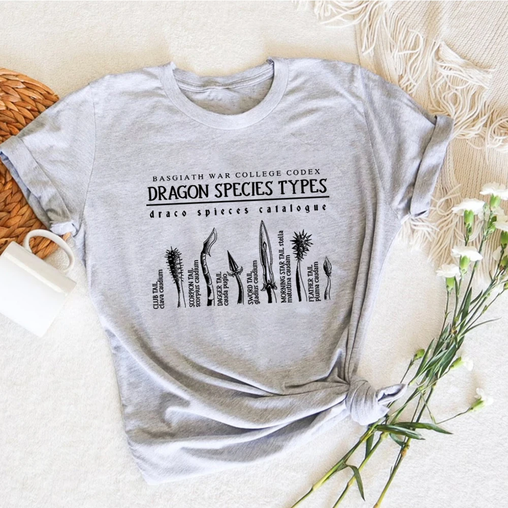 Basgiath War College Codex T Shirt Dragon Specie Tipi Camicie Quarta Ala Tees Dragon Printed Maniche Corte Top Bookish Merch
