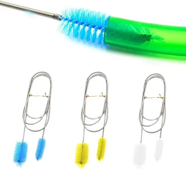 Aquarium Cleaning Brush for Water Hose Lily Pipe Air Tube Stainless Steel Flexible Bent Tube Double Head Brush Fish Tank cleaner 6