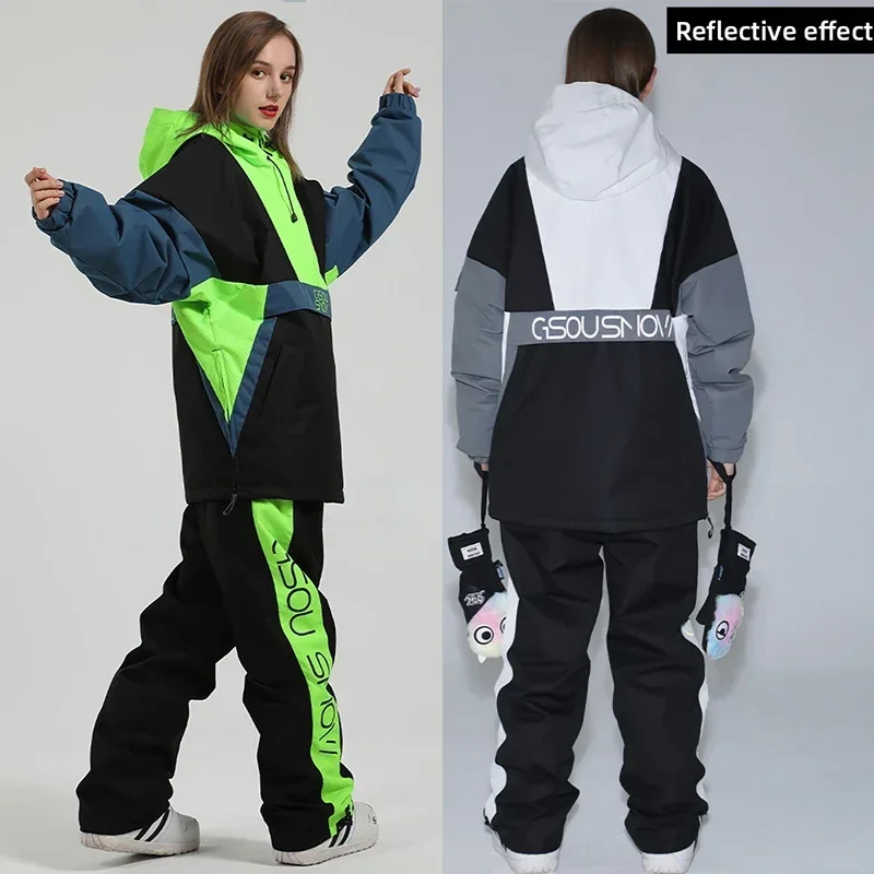 New Winter Ski Suit Women Overalls Outdoor Snowboarding Jacket Men Thickened Warm Skiing Set Wind Proof Waterproof Snow Pants