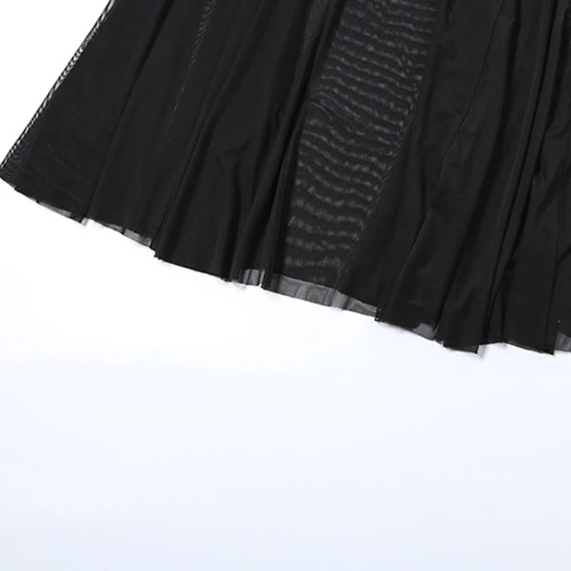 Elegant Skirt Women y2k Clothes See Through High Waist Fishtail Hem Mesh Bodycon Skirt 2000s Party Skirts Streetwear