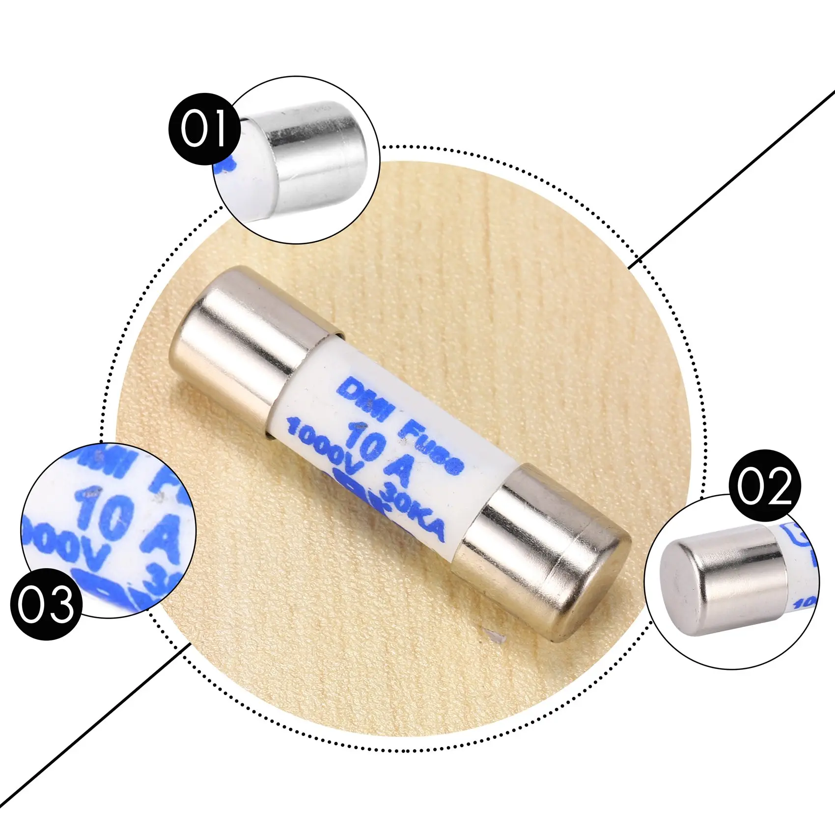 N82R 멀티미터 10 X 38Mm 1000V 10A 실린더 퓨즈 흰색
