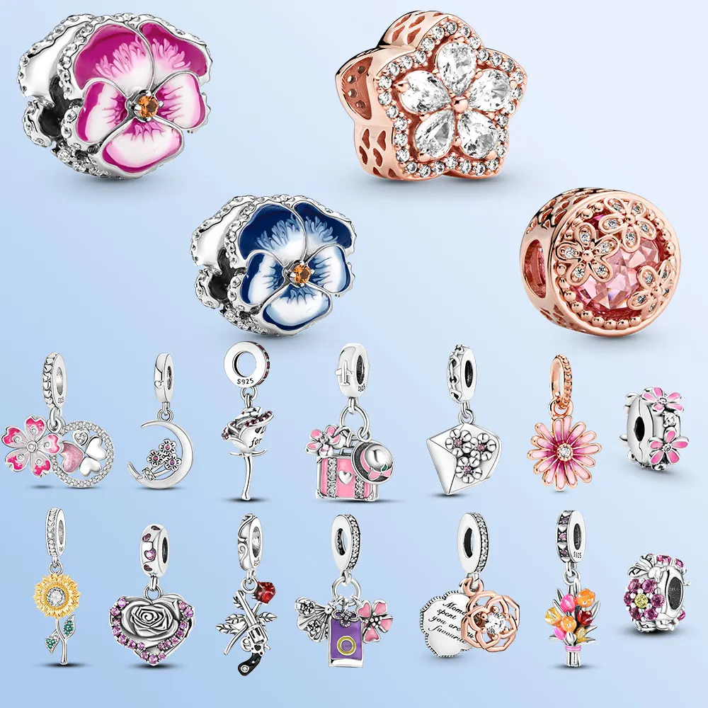 2022 Jewelry 925 Sterling Silve Flower Series Charms For Pandora