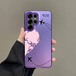 Silver World Map Travel Love Phone Case with Plane Design - Samsung S22 5G (B1 - Purple)