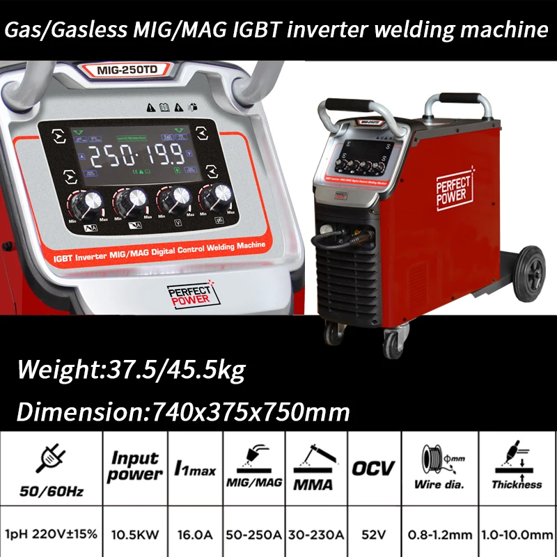 3 In 1Mig Welder 250 Amp Maquina De Soldar Mig Welding Gasless Mig Welding Machines High Quality Co2 Welders 2024 2
