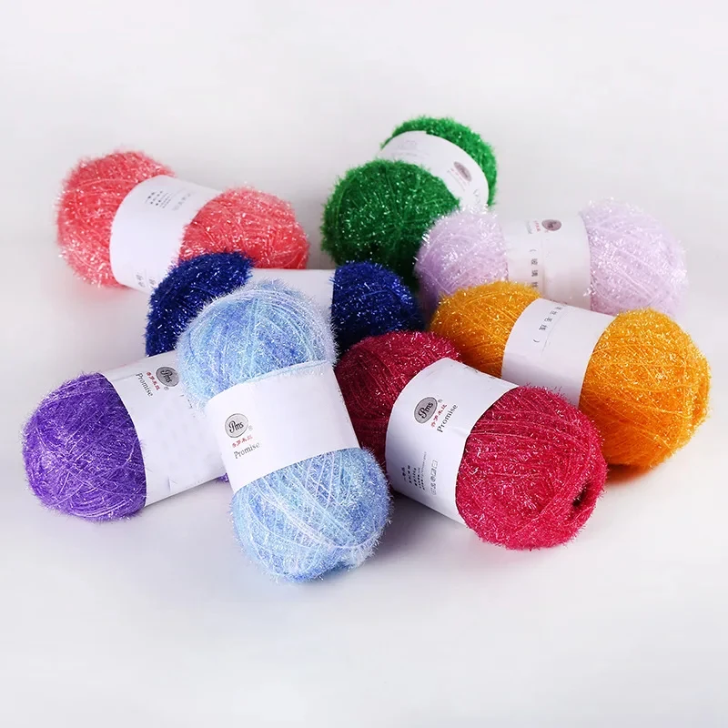 Glass Fiber Sparkling Light DIY Handicraft Weaving Material DIY Yarn Ball Silk Thread Dishwashing Towel Shiny Silk Thread 4