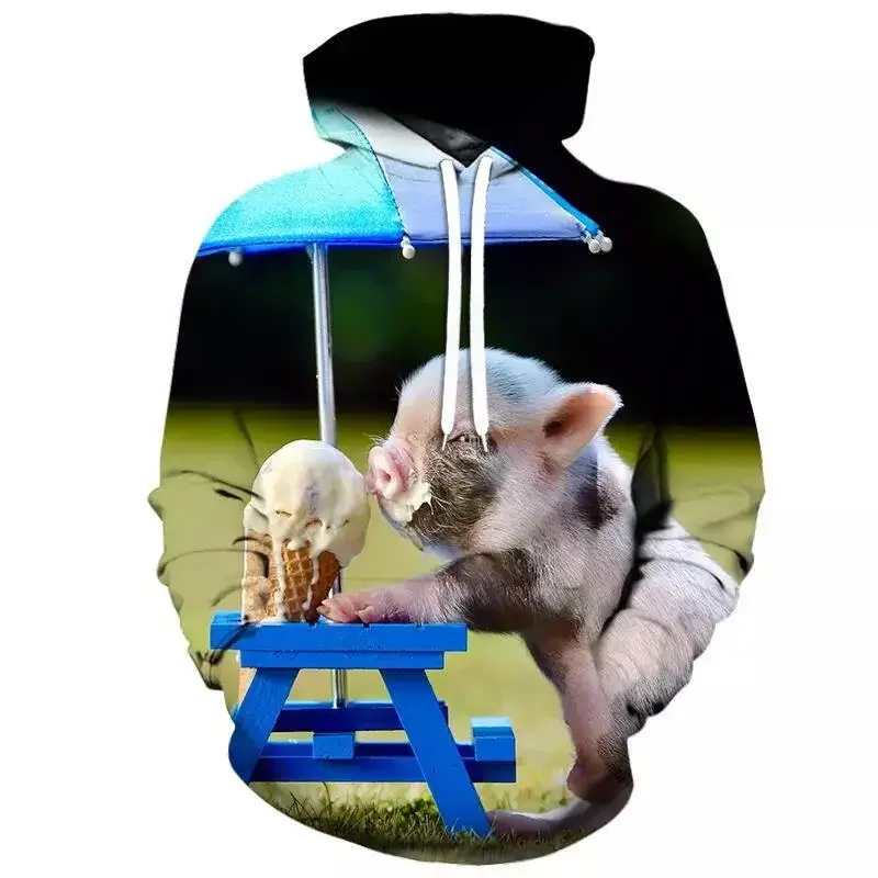 Autumn And Winter Fun Pig Print Hoodie Animal Men's And Women's Fashionable Casual Sports Shirt Oversized Clothing Hoodie.