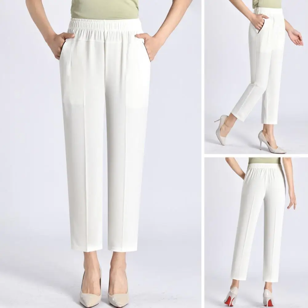 

Women Casual Pants Stylish Women's High Waist Straight Leg Trousers with Reinforced Pockets for Streetwear Summer Comfort