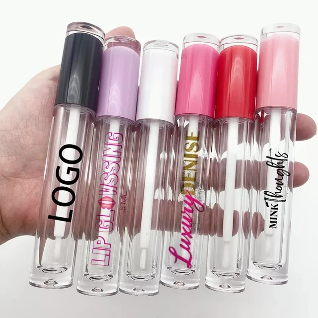 Custom Private Label Round Clear Empty Lipgloss Tubes 5ml Lip Gloss Tube  Container Lipblam Lipstick Bottles Cosmetics Packaging - Refillable Bottles  - AliExpress