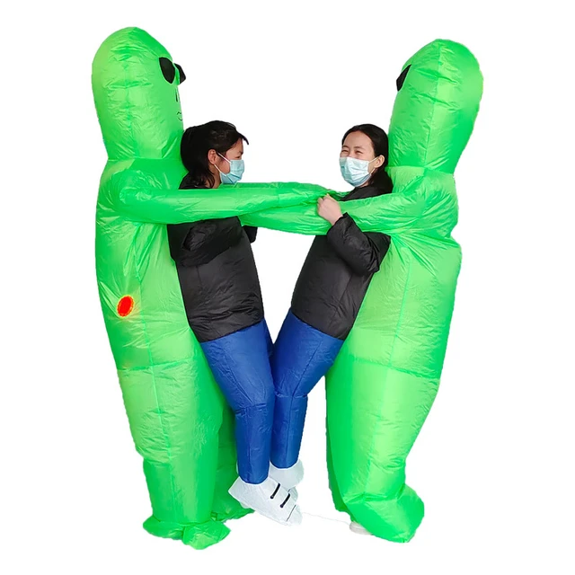 Disfraz de Alien verde de bazwery para adultos y niños, traje divertido  inflable para fiesta, Halloween - AliExpress