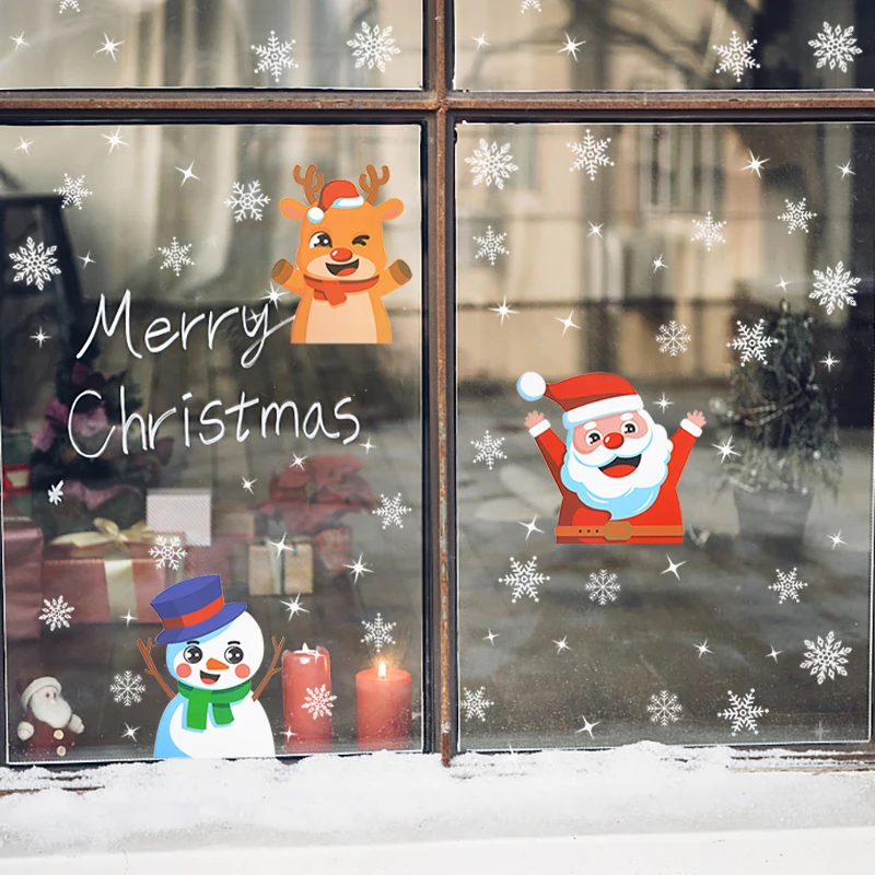 5PCS Christmas Window Santa Claus Snowflake Stickers Winter Wall Decals for  Kids Room New Year Christmas Window Decor Removable - AliExpress