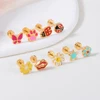 1Pair Stainless Steel Cute Ear Post Stud Earrings Enamel Daisy Ladybug Butterfly Paw Red Lip Star Earring Girl Jewelry 1