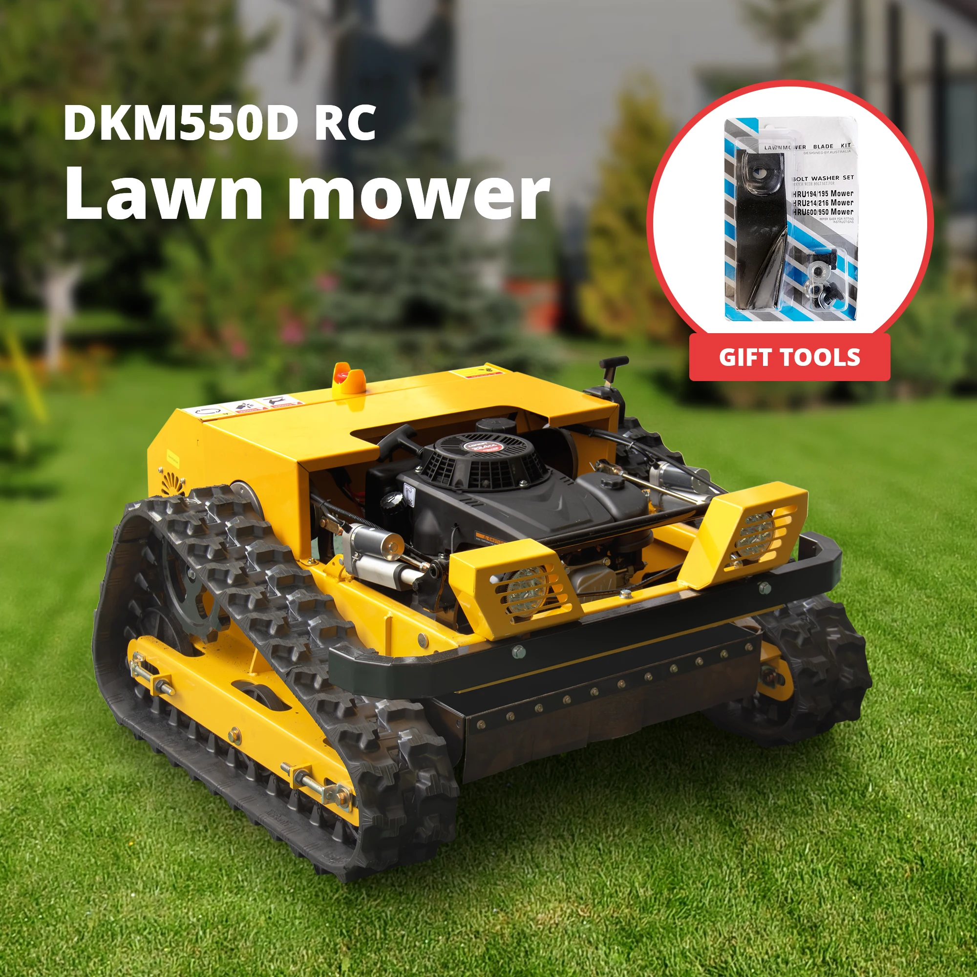 Customized Heavy Duty RC Lawn Mower with 5KM/H Speed, 224cc Engine, Smart Remote Start & Emergency Stop Function