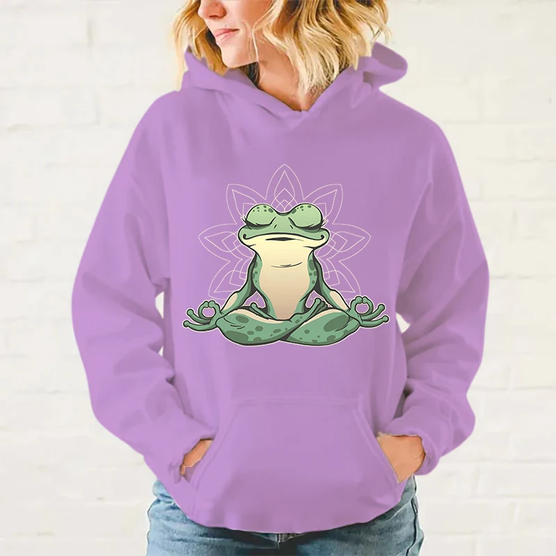 thumbnail image 1 of Nueva sudadera con capucha con estampado divertido de rana y yoga para mujer y hombre, informal, sudadera personalizada, talla grande, 1 of 4