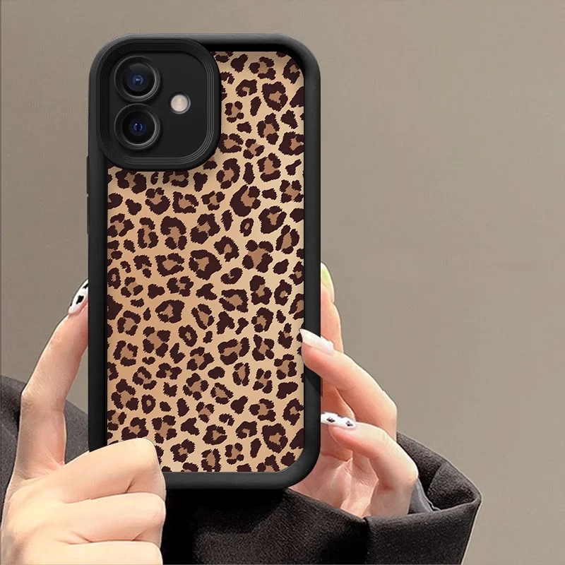Stylish Retro Black Zebra & Leopard Print Shockproof Silicone Phone Case