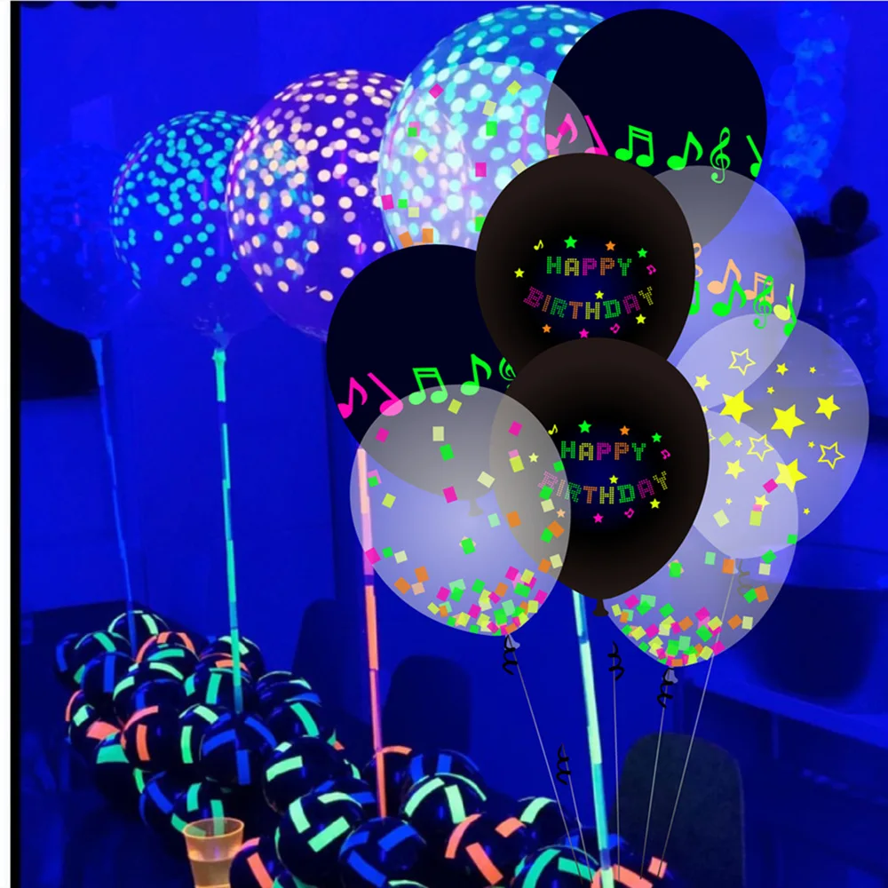 

10pcs 12inch Transparent Fluorescent Birthday Balloon Glowing Party Supplies Adults Kids Favor Happy Birthday Party Decor Ballon