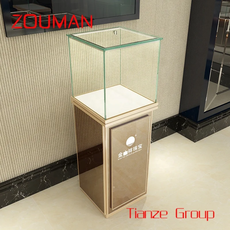 Custom , full velvet show lock rotating sets wall and floor multi-layer top locking jewelry counter display cabinet