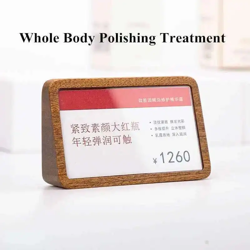 Slant Back Acrylic Sign Holder Display Stand Wood Notice Price Sheet Lable Holder Photo Literature Frame