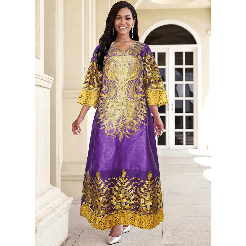 african suit H&D African Dresses For Women Large Sizes Ladies Clothing Bazin Riche Dashiki Embroidery Boubou Nigerian Head tie Wedding Robes Africa Clothing