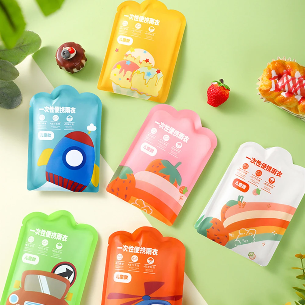Raincoat Poncho Vacuum Compression Kids Raincoat Travel Waterproof Thickened Card Packaging One-Piece Raincoat Children