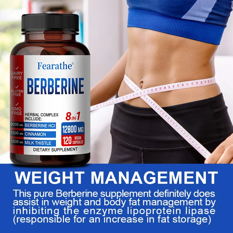 Ultra High Strength Berberine Supplement 12,800 Mg with Ceylon, Milk Thistle-Supports Immune, Cardiovascular and GI Health berberine capsules