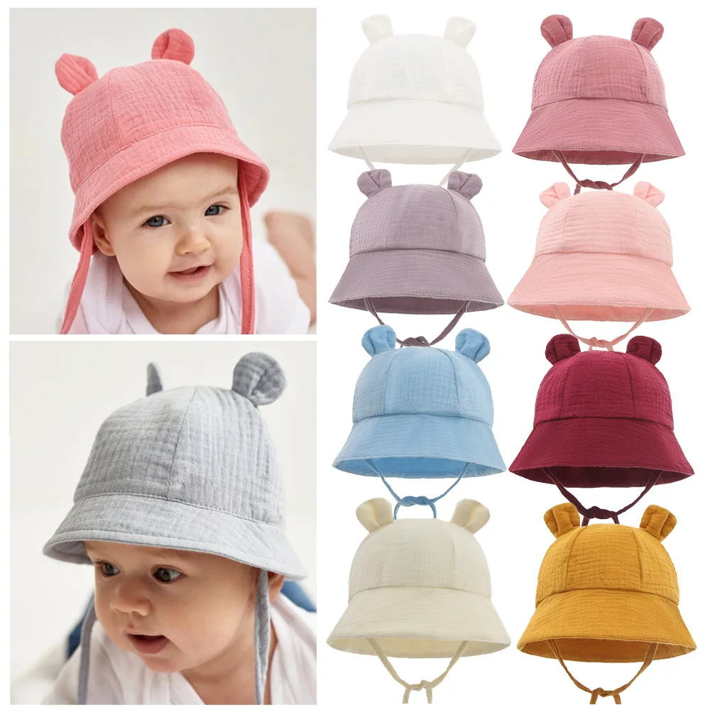 

Baby Products Pure Cotton Basin Hat New Rabbit Ears Fisherman Hat Solid Color Multiple Optional Visor Hat Baby Clothing Supplies