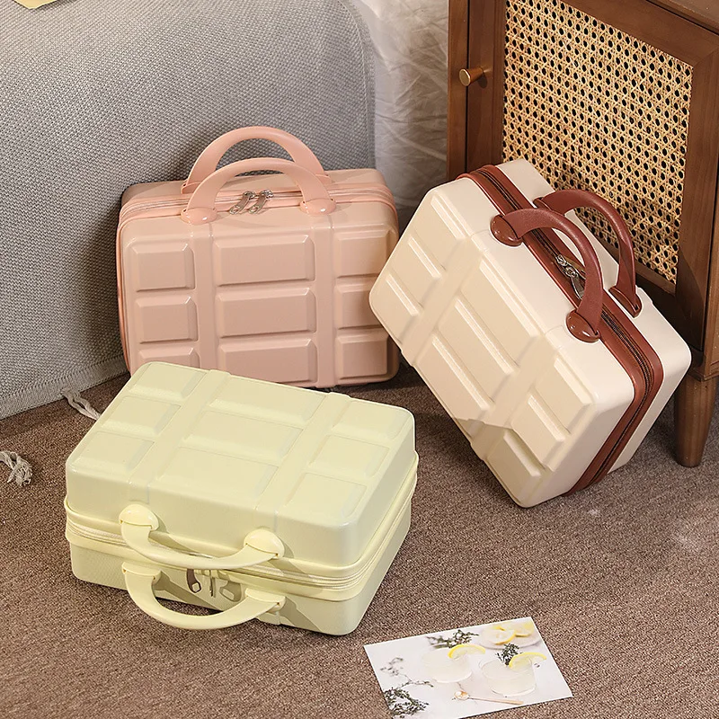 

candy color make-up box girls luggage handbag small carrying suitcase women small travel cosmetic boarding case square shape