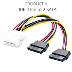 Dual SATA Power Y Splitter Cable Adapter (IDE to 2xSATA)