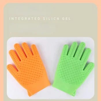 New Cat And Pet Gloves Silicone Dog Cleaning Massage Bath Gloves Brush Hair Removal Palm Brush Both Sides. 3