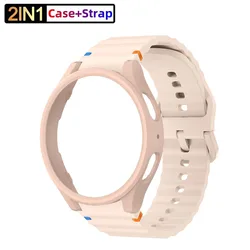 Premium Silicone Watch Strap with Protective Case and Screen Protector - Universal Fit for Samsung Galaxy Watches (Pink pink)