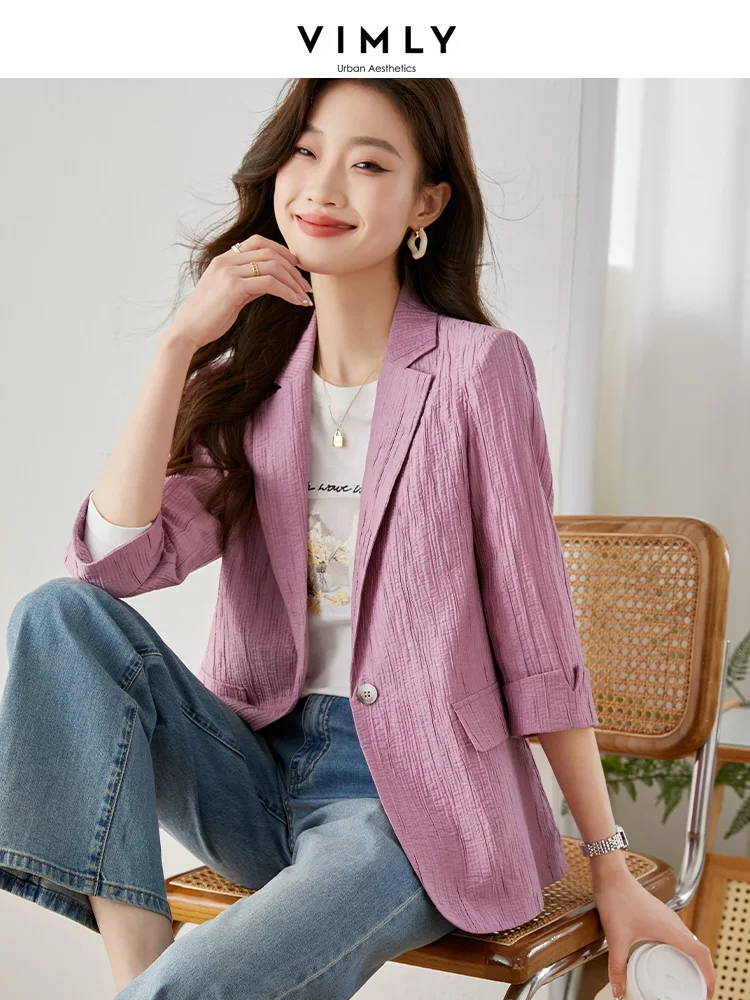 

Vimly Breathable Lyocell Professional Blazers for Women 2023 Fashion Lightweight Work Business Office Ladies Summer Suit Jacket