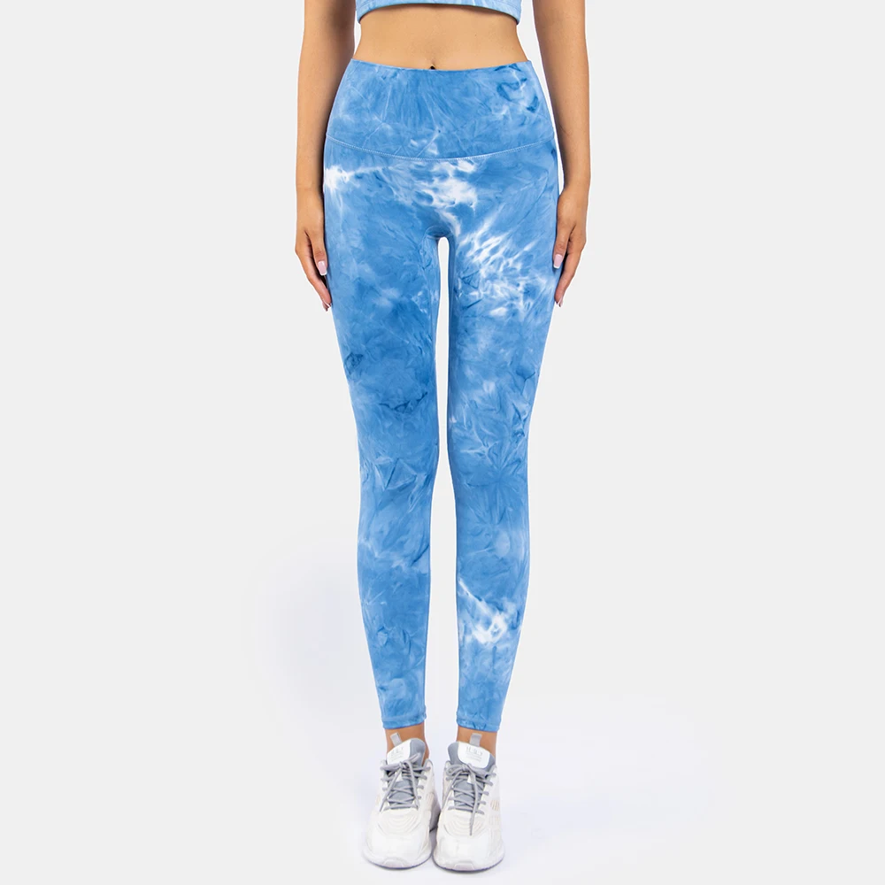 

Tie dye printed lycra polainas no-embarrassment line exercise gym yoga female legging pants women's gym workout clothing