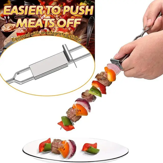 Rozsdamentes Acél Félautomata Kettős Végű Barbecue Villa Bbq Kültéri Kemping Piknik Szerszám Hordozható Bot