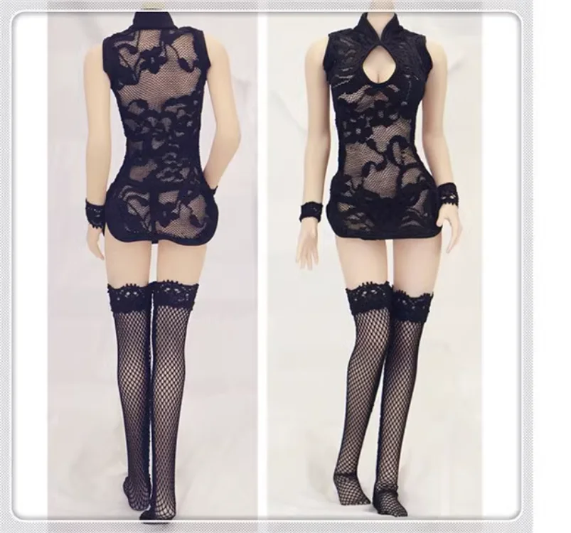 

1/6 Scale Soldier Female Clothing Accessories Lace Cheongsam Set Model For 12'' PH