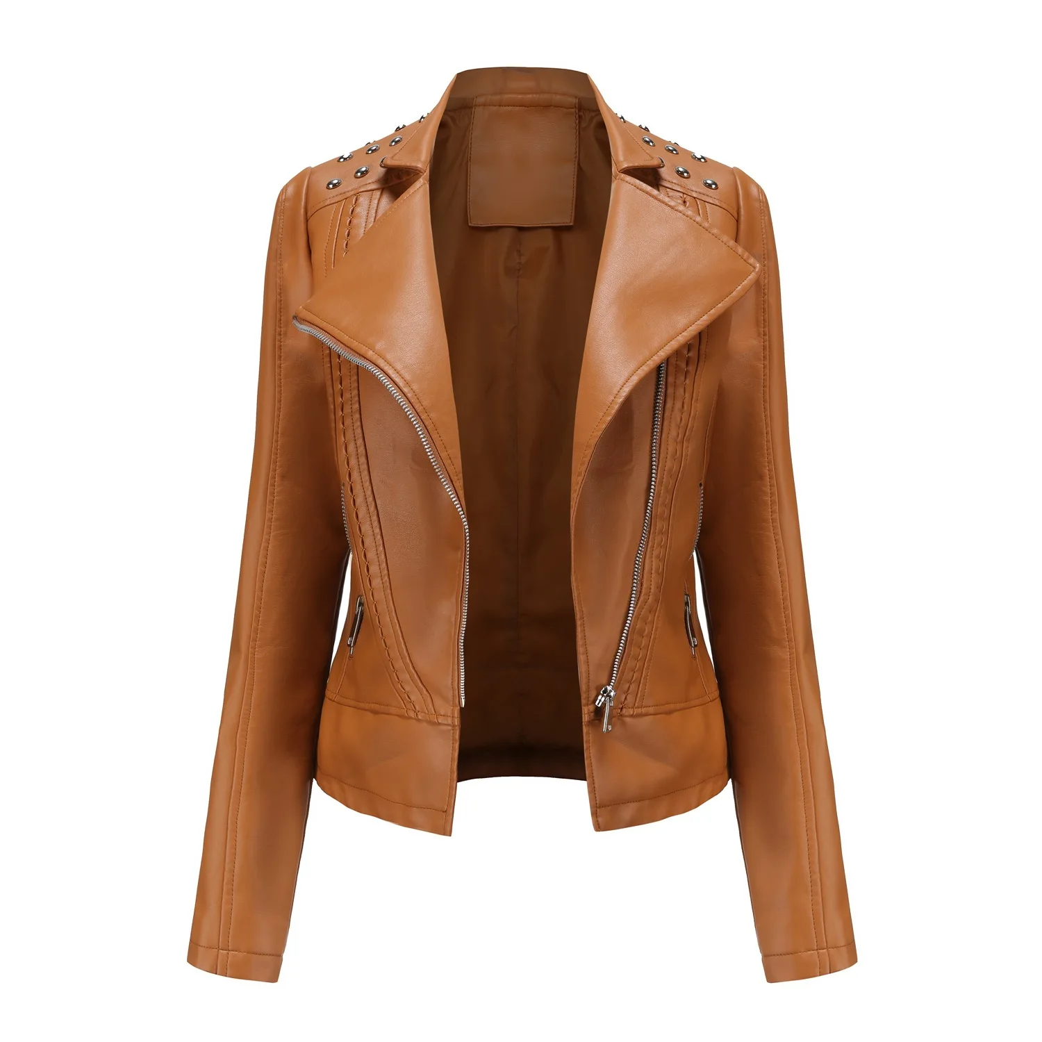 2020wish new European code spring and autumn women's PU leather jacket slim thin coat ladies motorcycle suit