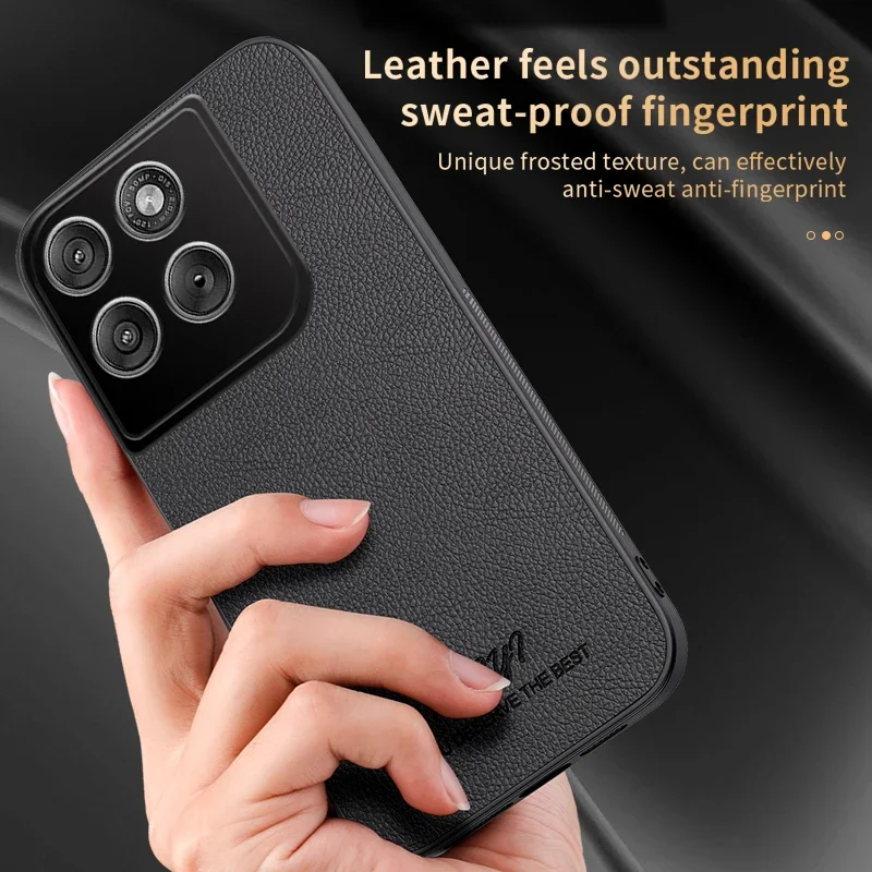Business M Retro Lychee PU Leather Phone Case with Magnetic Anti-Drop Protection